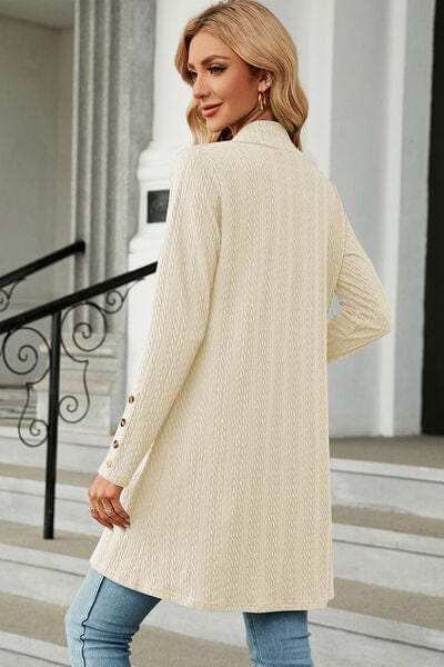 Open Front Long Sleeve Cardigan - Trendsi - Flyclothing LLC