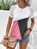 Color Block Raglan Sleeve Round Neck Tee - Trendsi - Flyclothing LLC