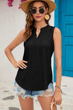 Eyelet Notched Sleeveless Top - Trendsi - Flyclothing LLC
