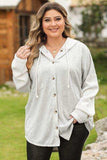 Plus Size Button Up Drawstring Long Sleeve Hoodie - Trendsi - Flyclothing LLC