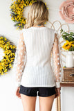 Textured Applique Long Sleeve Blouse - Trendsi - Flyclothing LLC