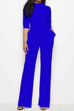 Mock Neck Tie-Waist Half Sleeve Jumpsuit - Trendsi - Flyclothing LLC