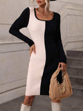 Contrast Slit Sweater Dress - Trendsi - Flyclothing LLC