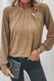 Heathered Round Neck Long Sleeve T-Shirt - Trendsi - Flyclothing LLC