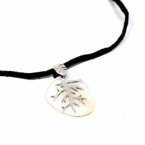 Pendant, Silver Branches on Mother of Pearl - Artisana - Flyclothing LLC
