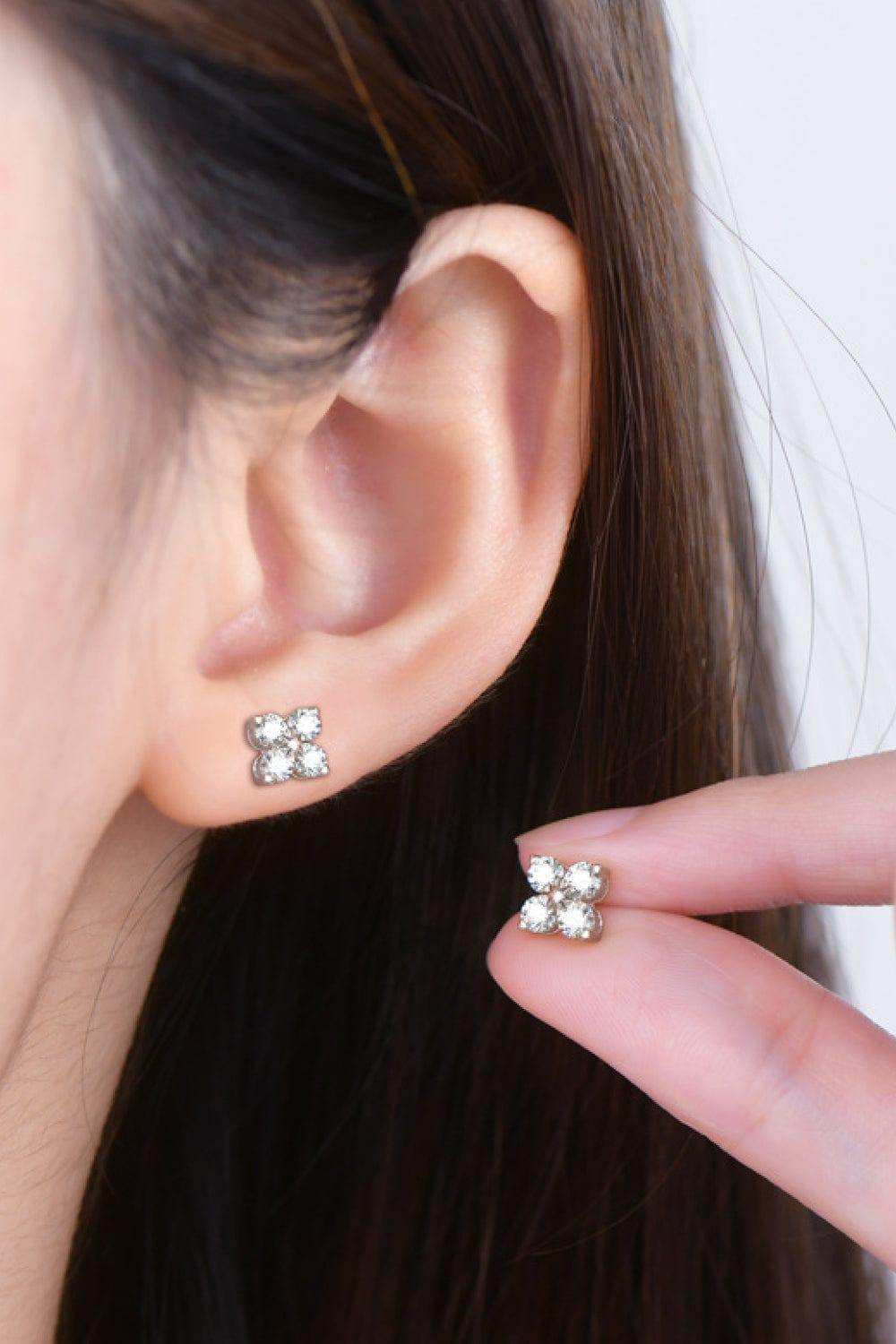 Moissanite 925 Sterling Silver Four-Leaf Clover Shape Earrings - Trendsi - Flyclothing LLC