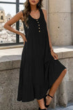 Decorative Button Tiered Tank Dress - Trendsi - Flyclothing LLC