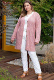 Plus Size Openwork V-Neck Long Sleeve Buttoned Cardigan - Trendsi - Flyclothing LLC