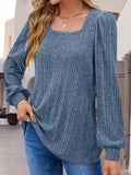 Square Neck Long Sleeve Top - Trendsi - Flyclothing LLC