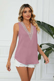 Contrast Trim Plunge Sleeveless Blouse - Trendsi - Flyclothing LLC