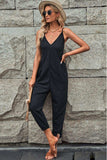Spaghetti Strap Deep V Jumpsuit with Pockets - Trendsi - Flyclothing LLC