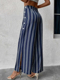 Striped Slit Wide Leg Pants - Trendsi - Flyclothing LLC