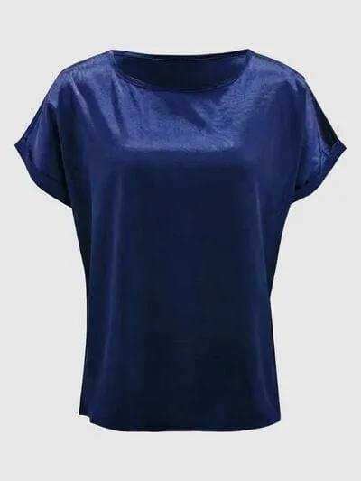 Round Neck Short Sleeve T-Shirt - Trendsi - Flyclothing LLC