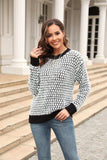 Printed Round Neck Dropped Shoulder Sweater - Trendsi - Flyclothing LLC