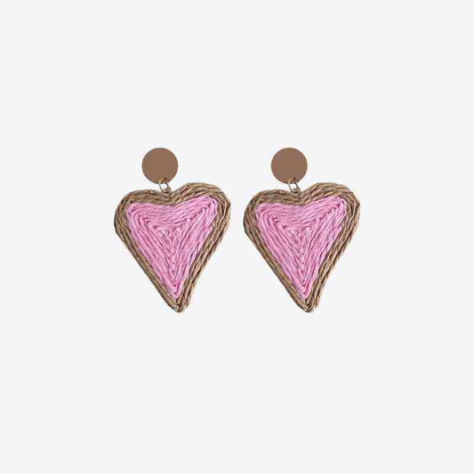 Raffia Grass Heart Teardrop Earrings - Trendsi - Flyclothing LLC
