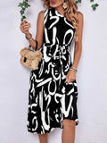 Printed Single Shoulder Tie Waist Dress - Trendsi - Flyclothing LLC