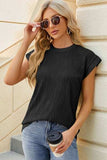 Round Neck Cap Sleeve T-Shirt - Trendsi - Flyclothing LLC