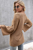V-Neck Spliced Lace Flare Sleeve Top - Trendsi - Flyclothing LLC