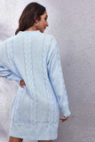 Cable-Knit Round Neck Sweater Dress - Trendsi - Flyclothing LLC