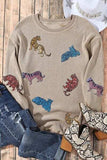 Animal Sequin Dropped Shoulder Sweatshirt - Trendsi - Flyclothing LLC