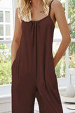 Scoop Neck Spaghetti Strap Pocket Jumpsuit - Trendsi - Flyclothing LLC