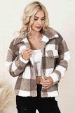 Plaid Collared Neck Drop Shoulder Jacket - Trendsi - Flyclothing LLC