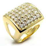 Alamode Gold Brass Ring with AAA Grade CZ in Clear - Alamode - Flyclothing LLC