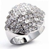 Alamode Rhodium Brass Ring with AAA Grade CZ in Clear - Alamode - Flyclothing LLC