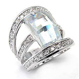 Alamode Rhodium Brass Ring with AAA Grade CZ in Clear - Alamode - Flyclothing LLC