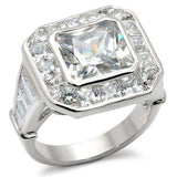 Alamode Rhodium Brass Ring with AAA Grade CZ in Clear - Alamode - Flyclothing LLC