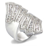 Alamode Rhodium Brass Ring with AAA Grade CZ in Clear - Alamode - Flyclothing LLC