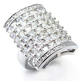 Alamode Rhodium Brass Ring with AAA Grade CZ in Clear - Alamode - Flyclothing LLC
