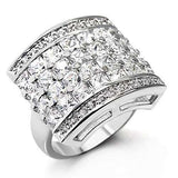 Alamode Rhodium Brass Ring with AAA Grade CZ in Clear - Alamode - Flyclothing LLC
