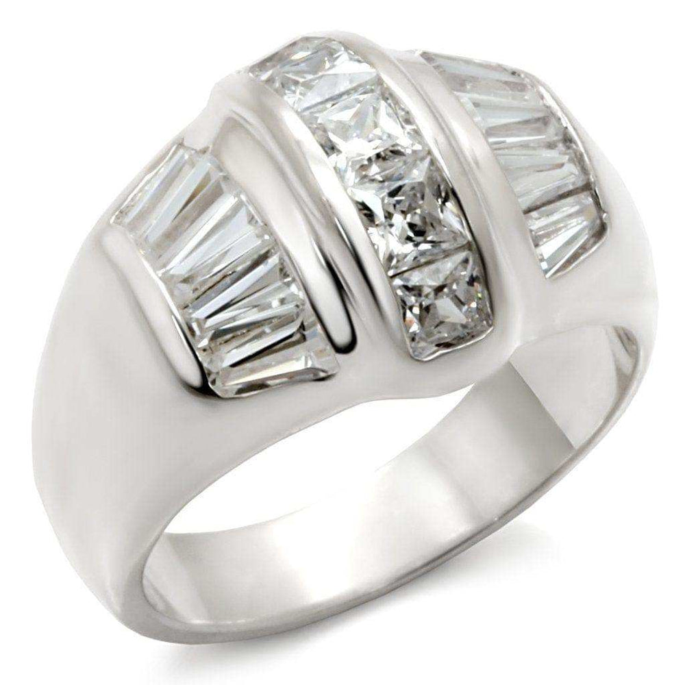 Alamode Rhodium 925 Sterling Silver Ring with AAA Grade CZ in Clear - Alamode - Flyclothing LLC