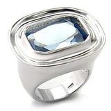 Alamode Rhodium 925 Sterling Silver Ring with Synthetic Spinel in Sea Blue - Alamode - Flyclothing LLC