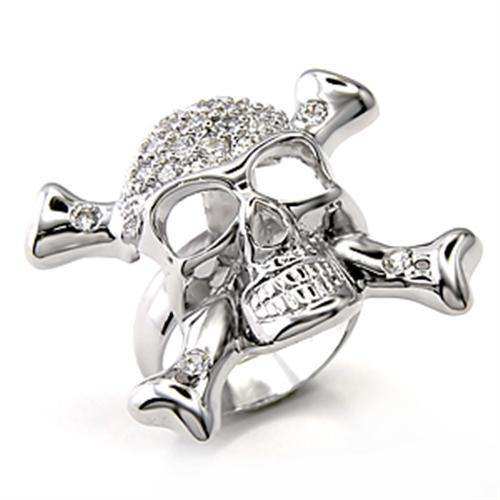 Alamode Rhodium 925 Sterling Silver Ring with AAA Grade CZ in Clear - Alamode - Flyclothing LLC