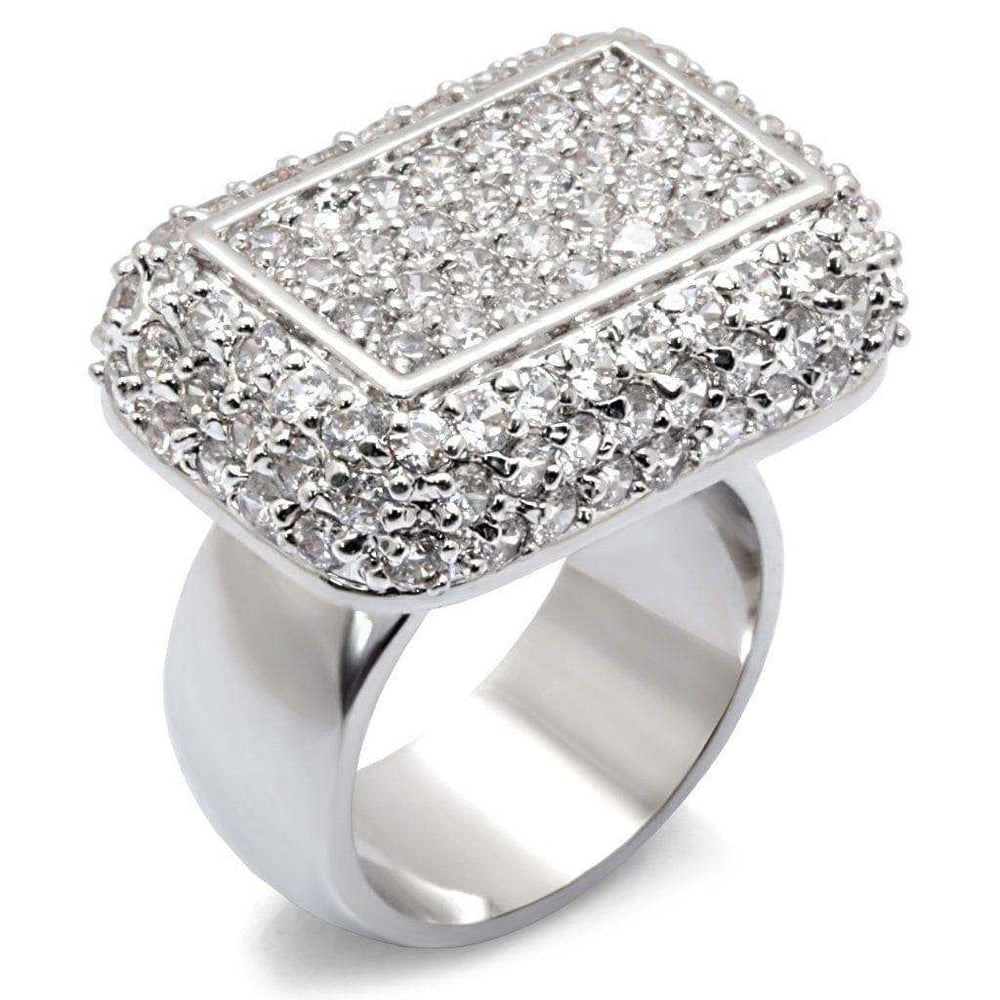 Alamode Rhodium 925 Sterling Silver Ring with AAA Grade CZ in Clear - Alamode - Flyclothing LLC