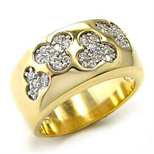 Alamode Gold+Rhodium 925 Sterling Silver Ring with AAA Grade CZ in Clear - Alamode - Flyclothing LLC