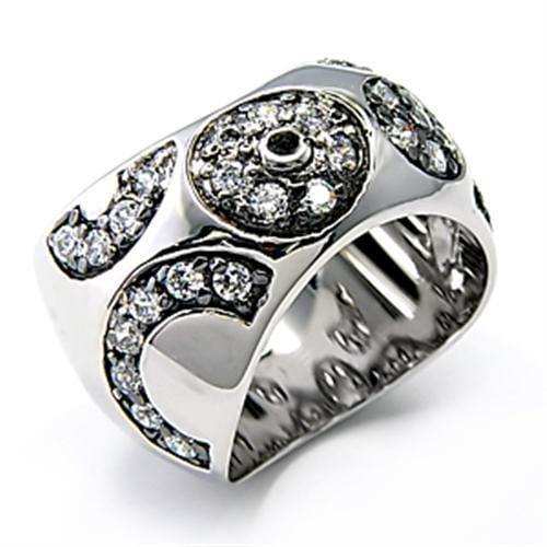 Alamode Rhodium + Ruthenium 925 Sterling Silver Ring with AAA Grade CZ in Clear - Alamode - Flyclothing LLC