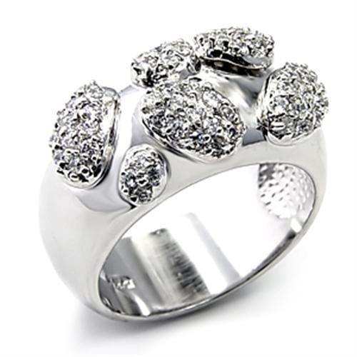 Alamode Rhodium 925 Sterling Silver Ring with AAA Grade CZ in Clear - Alamode - Flyclothing LLC