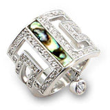 Alamode Rhodium 925 Sterling Silver Ring with Precious Stone Conch in Montana - Alamode - Flyclothing LLC