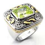 Alamode Reverse Two-Tone 925 Sterling Silver Ring with AAA Grade CZ in Apple Green color - Alamode - Flyclothing LLC