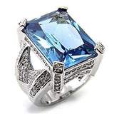 Alamode Rhodium 925 Sterling Silver Ring with AAA Grade CZ Spinel in London Blue - Alamode - Flyclothing LLC