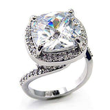 Alamode Rhodium Brass Ring with AAA Grade CZ in Clear - Alamode - Flyclothing LLC