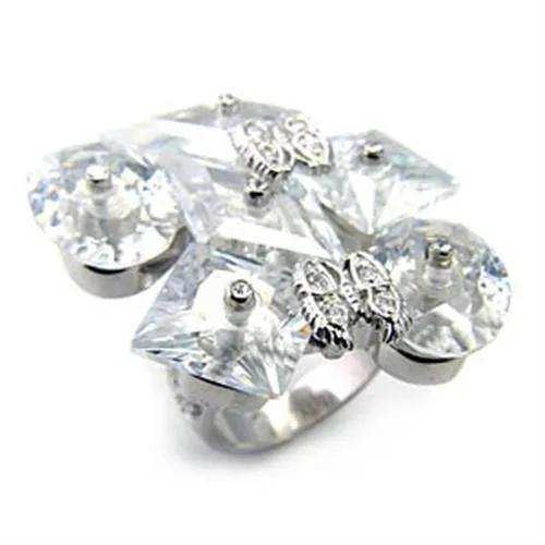 Alamode Rhodium 925 Sterling Silver Ring with AAA Grade CZ in Clear - Alamode - Flyclothing LLC