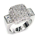 Alamode Rhodium 925 Sterling Silver Ring with Top Grade Crystal in Clear - Alamode - Flyclothing LLC