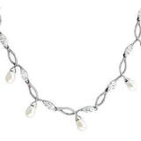 Alamode Rhodium 925 Sterling Silver Necklace with Synthetic Pearl in White - Alamode - Flyclothing LLC