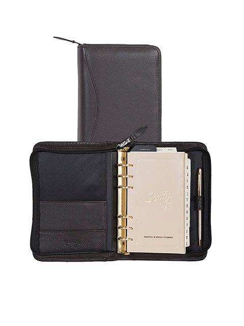 Scully CHOCOLATE 6 RING WEEKLY ORGANIZER - Scully Leather - Flyclothing LLC