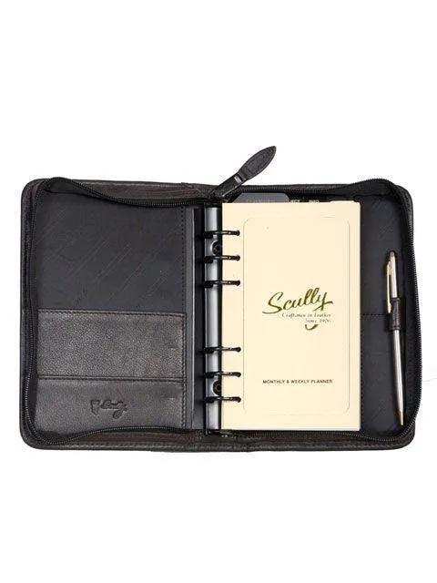 Scully CHOCOLATE 6 RING WEEKLY ORGANIZER - Scully Leather - Flyclothing LLC