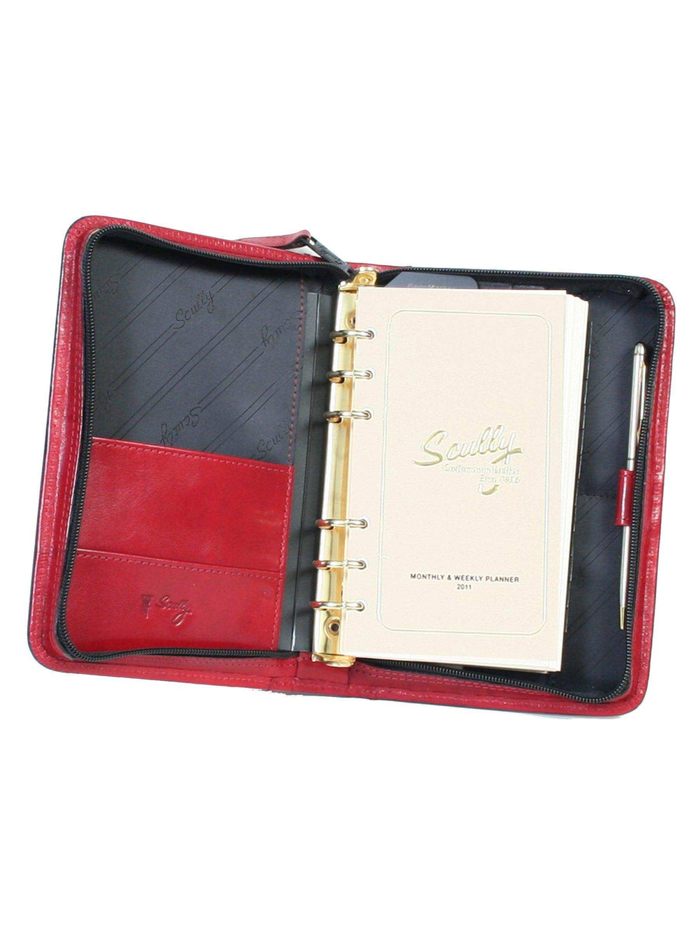 Scully RED 6 RING TAB WEEKLY ORGANIZER - Scully Leather - Flyclothing LLC